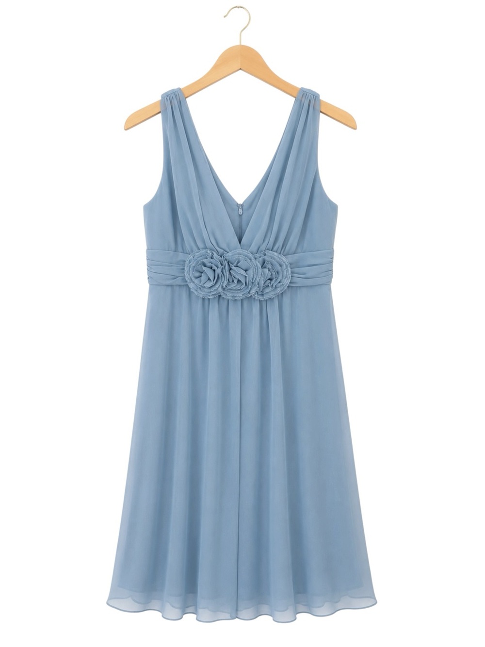 Adrianna Papell Occasions Blue Chiffon Rosette Empire Waist Cocktail Dress 10